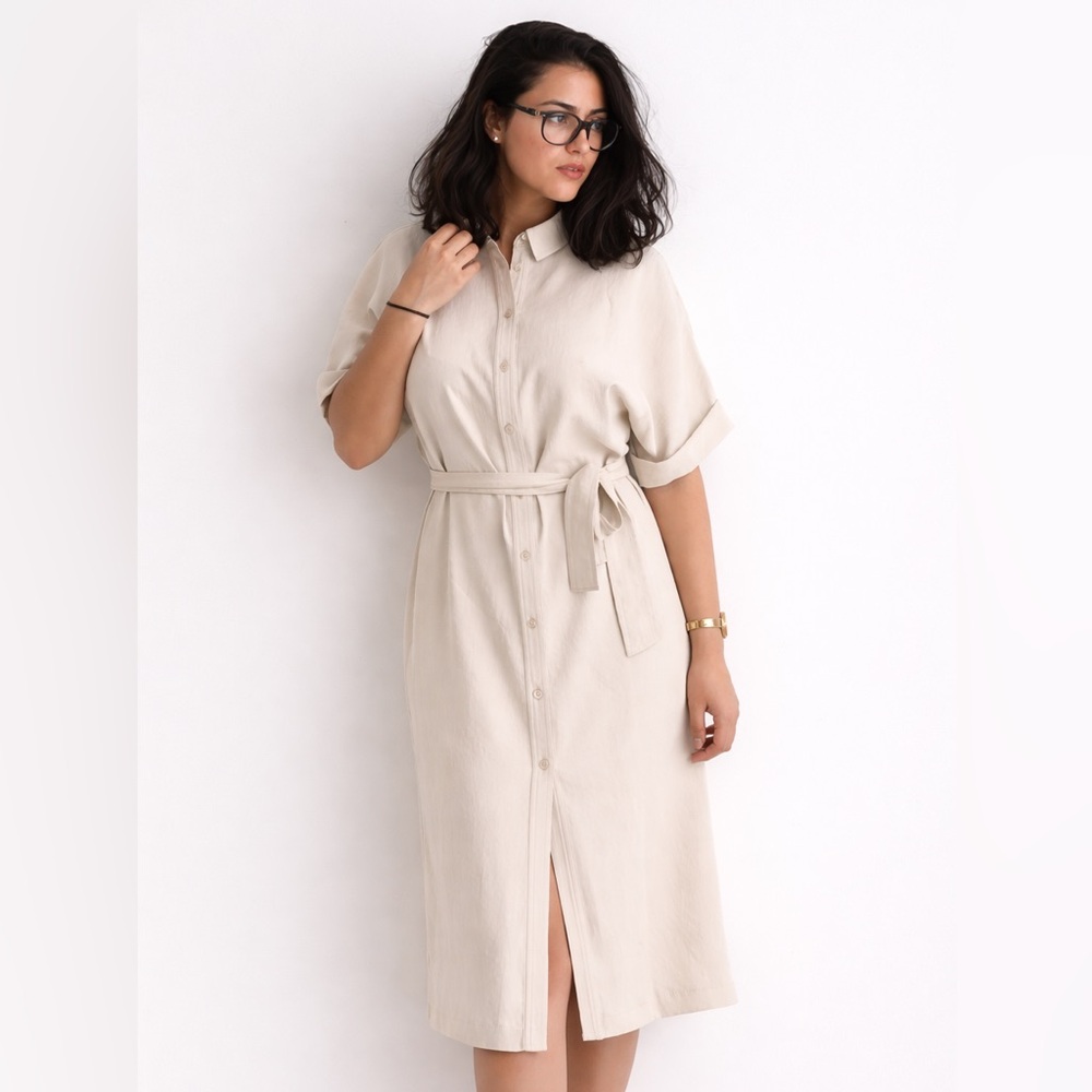 Babaton Bone Midi Dress with Dolman sleeves Size S